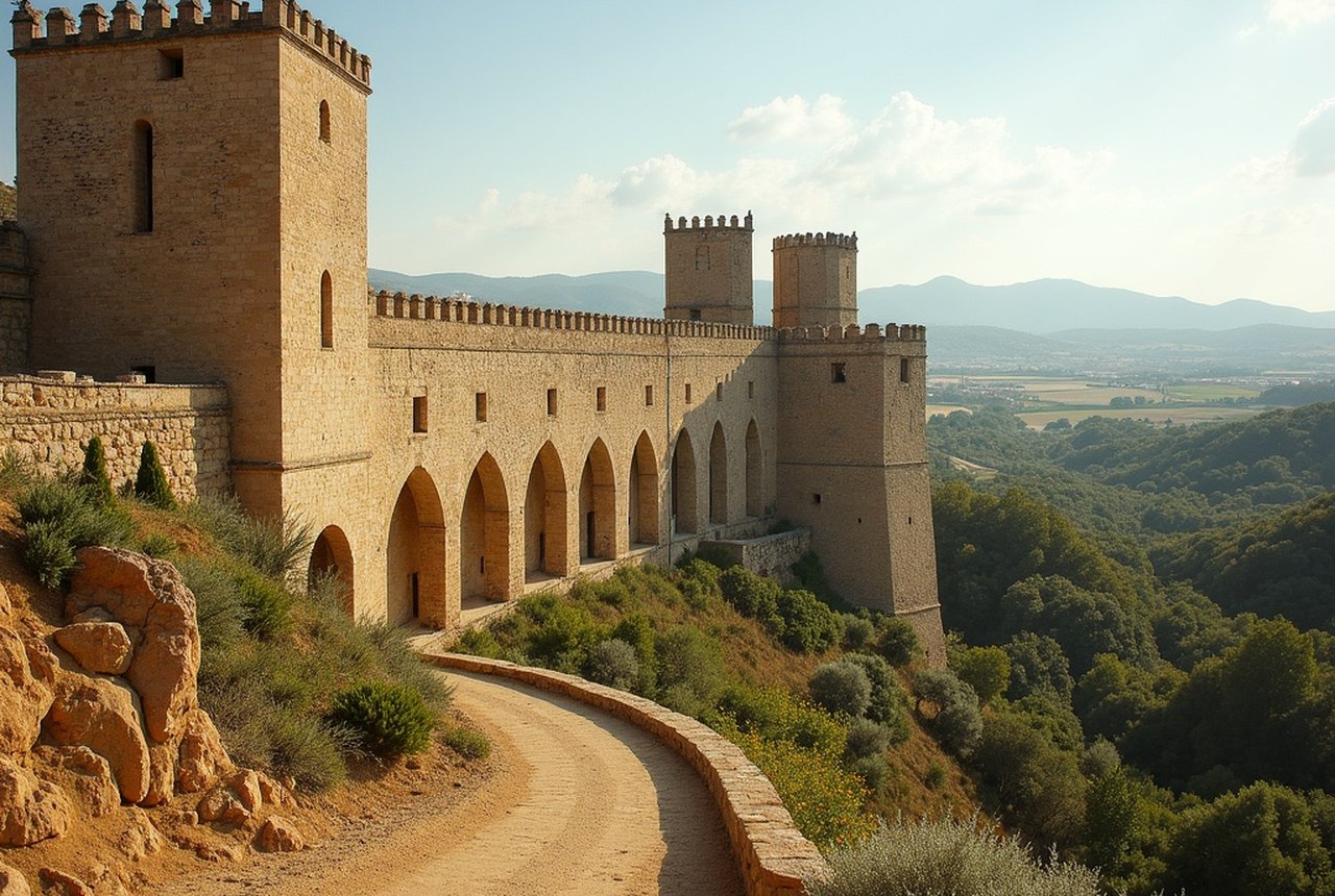 The Romanesque arcading or fortified towers of Abbaye de Saint-Marie d'Orbieu, Lagrasse