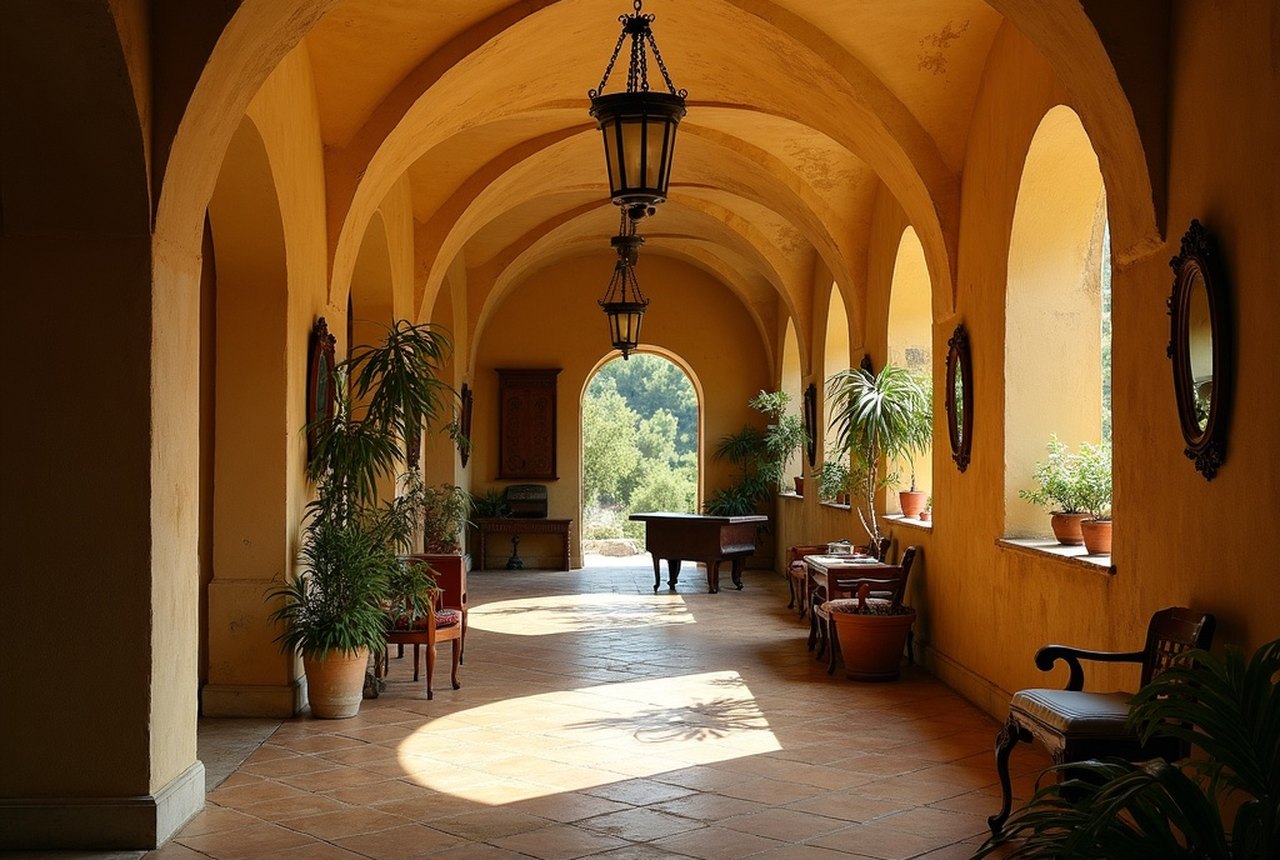 Interior of Horreum vaulted galleries, atmospheric low light