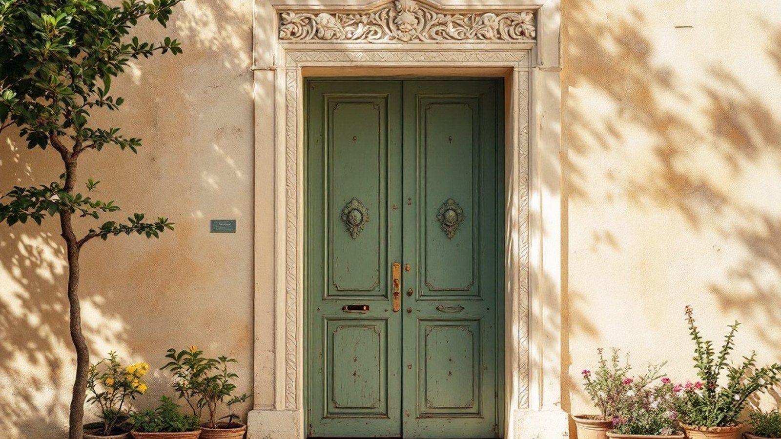 Carved portal or loggia on a Pézenas hôtel particulier
