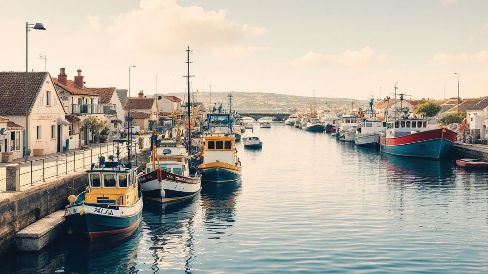 Canal Royal quayside with trawlers and coloured hulls